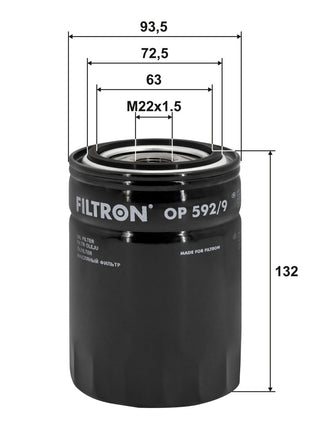 FİLTRON YAĞ FİLTRESİ OP592/9