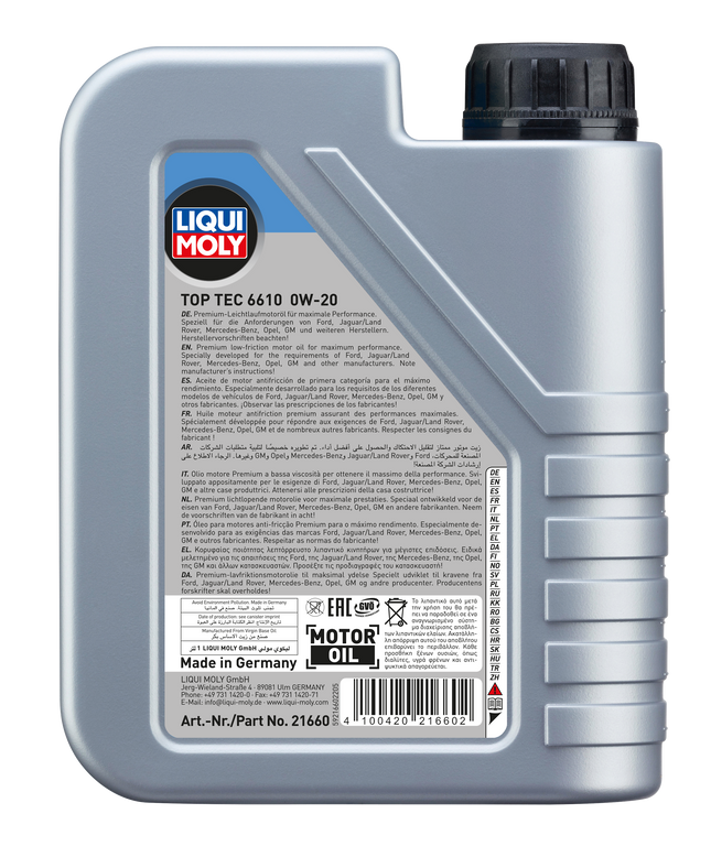 LIQUI MOLY 0W-20 TOP TEC 6610 1L