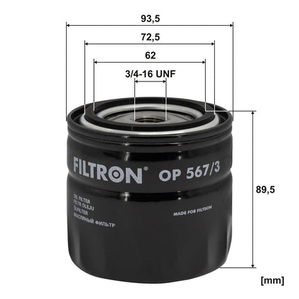 FİLTRON YAĞ FİLTRESİ OP567/3