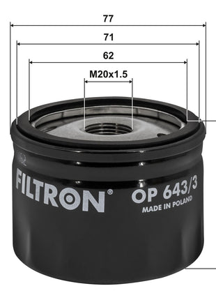 FİLTRON YAĞ FİLTRESİ OP643/3