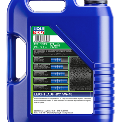 LIQUI MOLY 5W-40 LEİCHTLAUF HC7 5L
