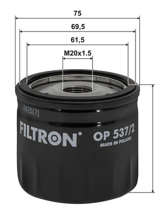 FİLTRON YAĞ FİLTRESİ OP537/2