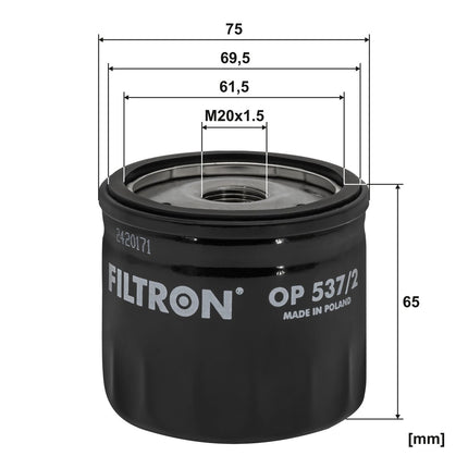 FİLTRON YAĞ FİLTRESİ OP537/2