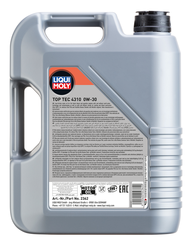 LIQUI MOLY 0W-30 TOP TEC 4310 5L