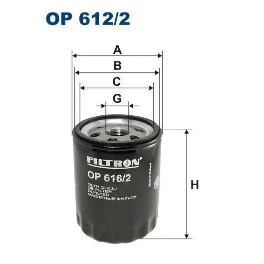 FİLTRON YAĞ FİLTRESİ OP616/2